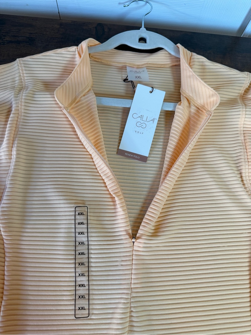 CALIA Women’s XXL Peach Ribbed Half Zip Cap Sleeve Activewear, Golf, Casual NWT - Picture 4 of 10